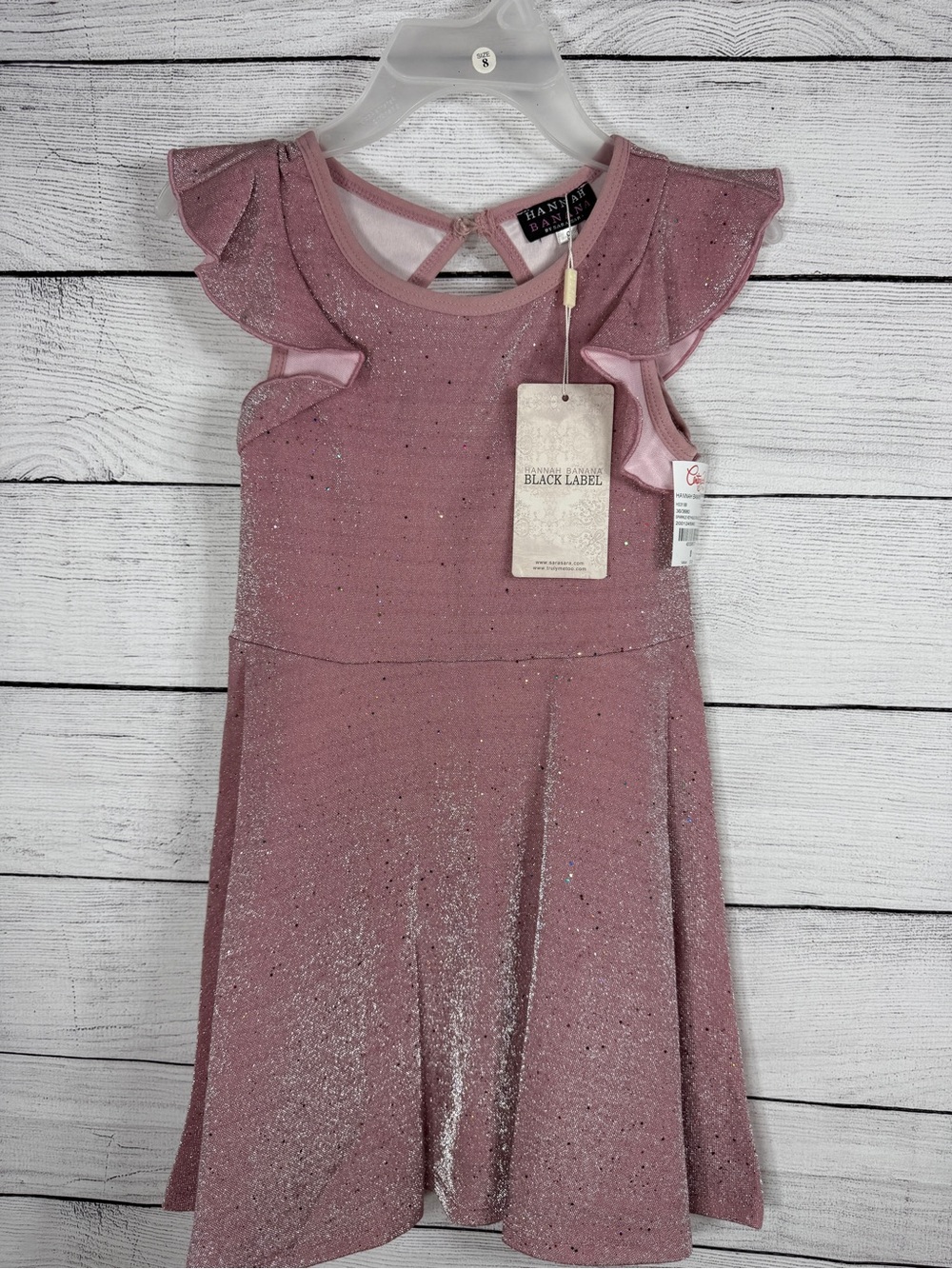 NWT Hannah Banana Black Label Girls Pink Sparkle Keyhole Dress NWT Size 8